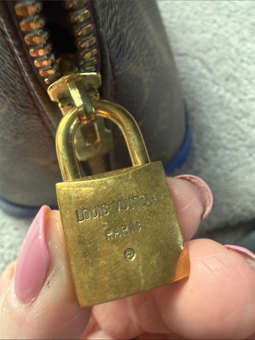 Louis Vuitton ALMA custom Monogram Satchel with Blue Trim - Picture 5 of 6